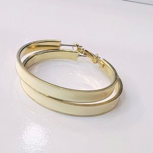 Very beautiful golden and pearl colored hoop earrings